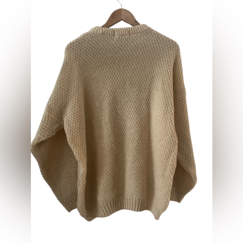 HIGHLAND HOME INDUSTRIES Scottish Wool Cable Knit Sweater  size XL fisherman - Picture 3 of 11